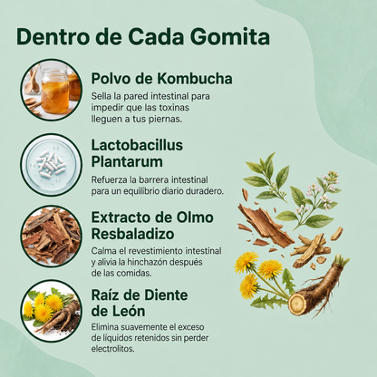 Gomitas de kombucha probiótica para piernas hinchadas