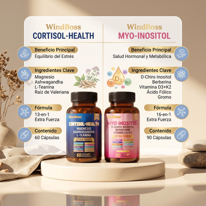 WindBoss Combo Multivitamínico de Soporte para Cortisol y Myo-Inositol
